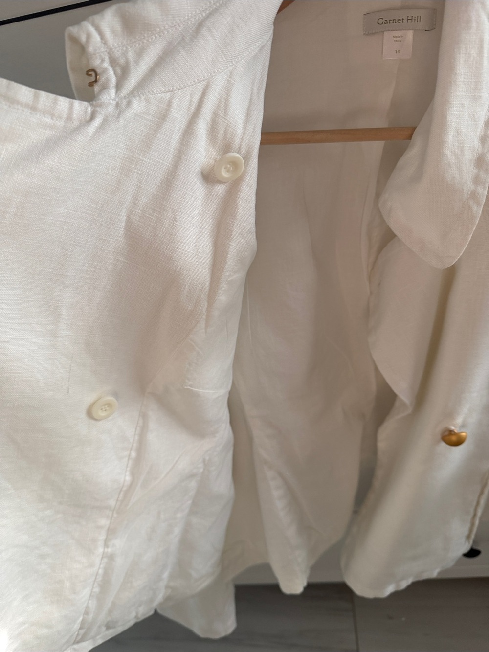 White Linen 100% Garnet Hill Short Moto Inspired Jacket Fully Lined Size 14 - Picture 4 of 9